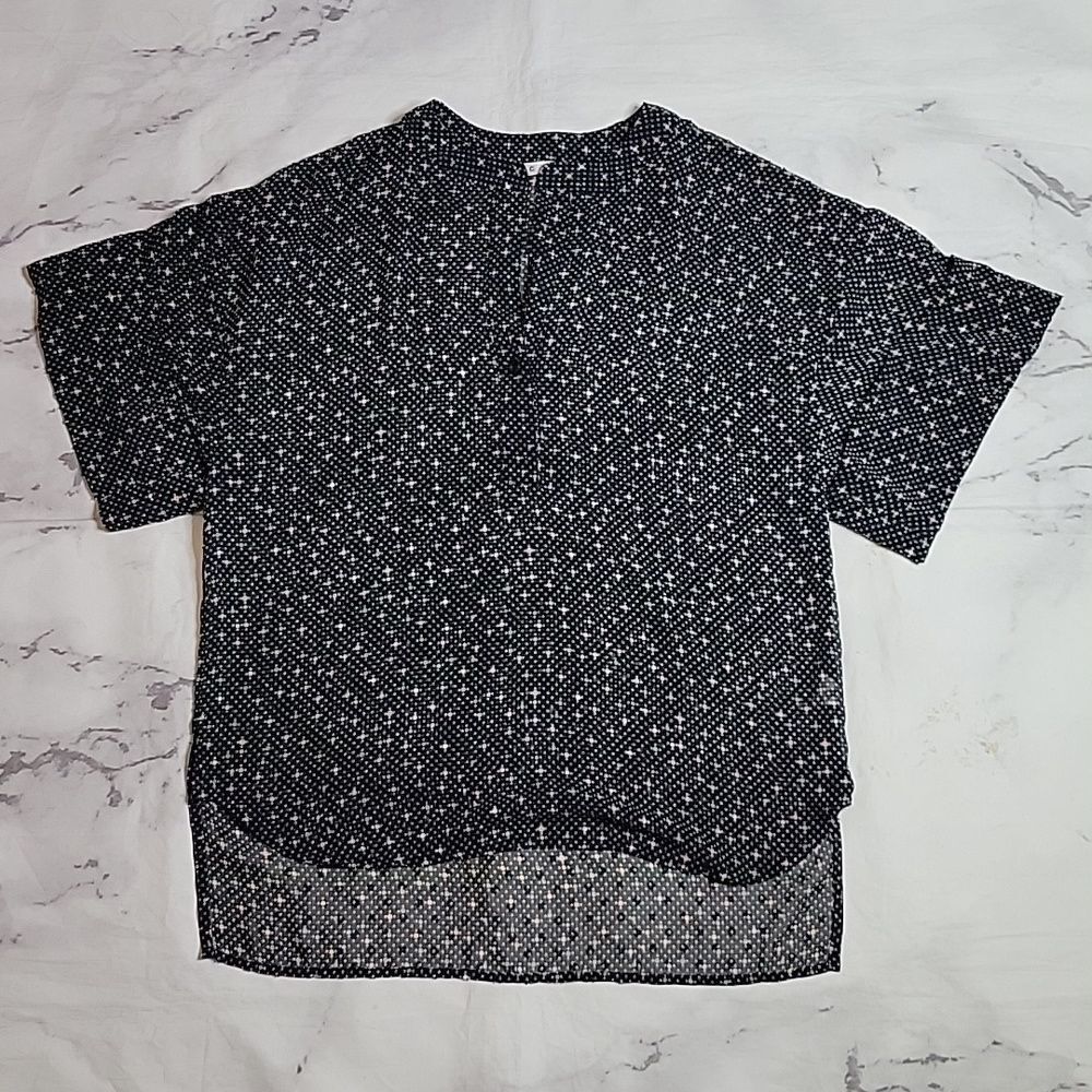 CAbi Black Polka Dot Oversized Top